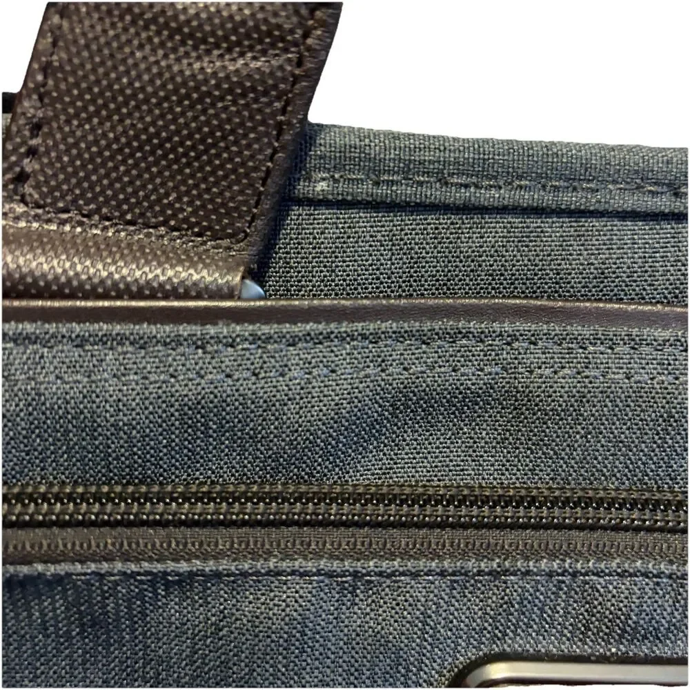 TUMI Alpha 3 Slim Deluxe Portfolio - Gray/ Blue Accents Embroidered* Doctor Bag